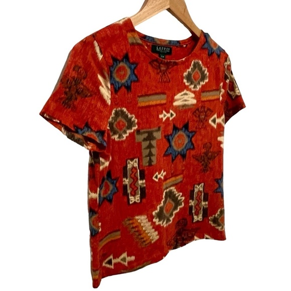 💚 3/$15 Bundle Sale Lauren Ralph Lauren Women's Short Sleeve Top, Petite Medium - Picture 2 of 13